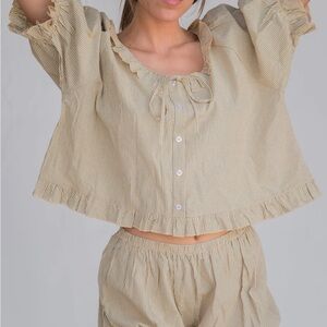 Sønderhaus Romeo Sleep Set in Green Stripe